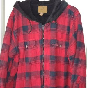 Men's fleece lined shirt with hood